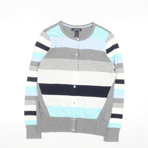 Lands' End Women's Multicoloured Striped Cotton Cardigan Size S Petite
