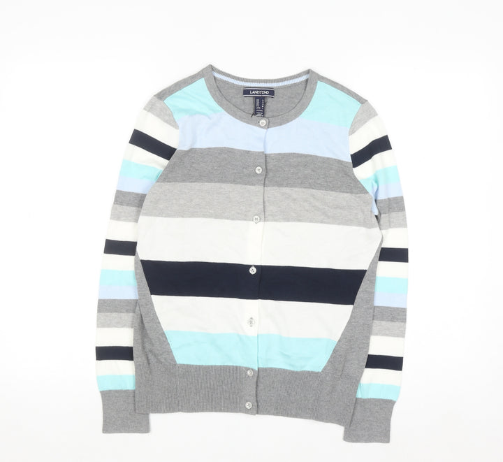 Lands' End Women's Multicoloured Striped Cotton Cardigan Size S Petite