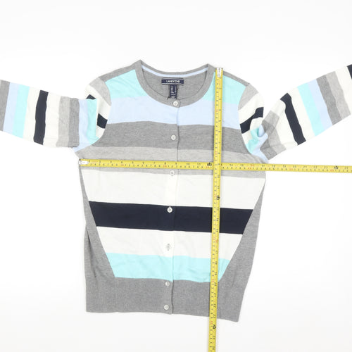 Lands' End Women's Multicoloured Striped Cotton Cardigan Size S Petite