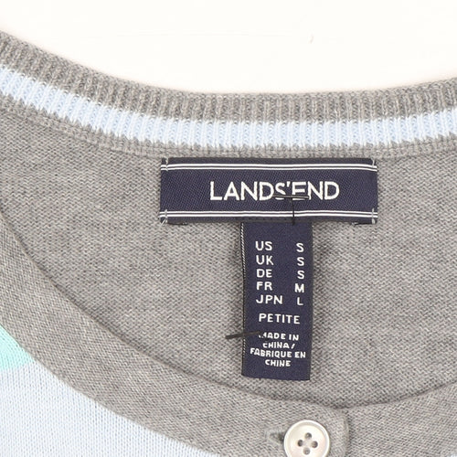 Lands' End Women's Multicoloured Striped Cotton Cardigan Size S Petite