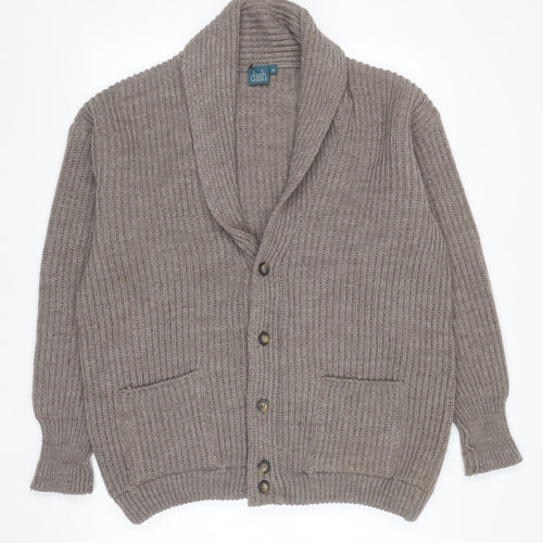 Dash Men's Beige Chunky Knit Wool Blend Cardigan M