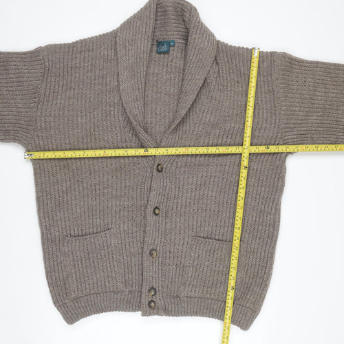 Dash Men's Beige Chunky Knit Wool Blend Cardigan M
