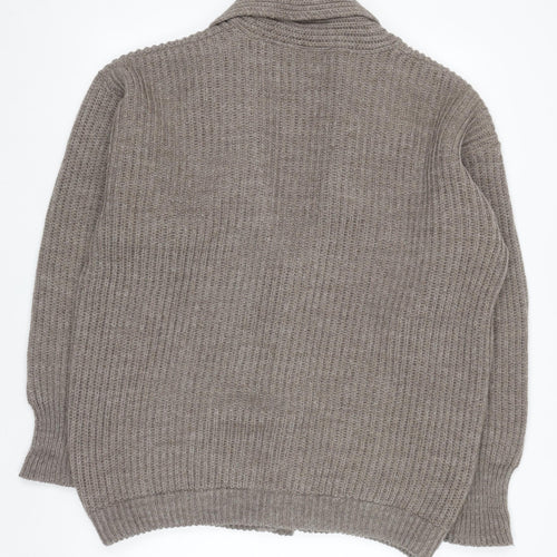 Dash Men's Beige Chunky Knit Wool Blend Cardigan M