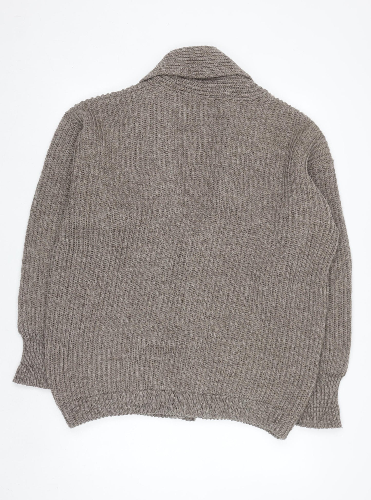 Dash Men's Beige Chunky Knit Wool Blend Cardigan M
