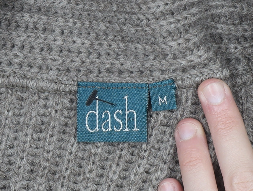 Dash Men's Beige Chunky Knit Wool Blend Cardigan M