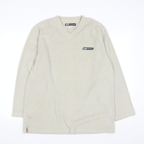 Reebok Men's Beige Fleece V-Neck Pullover Sweatshirt M