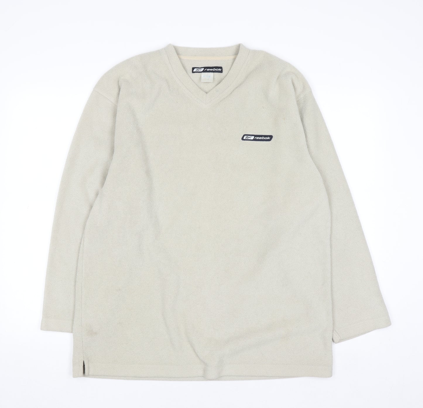 Reebok Men's Beige Fleece V-Neck Pullover Sweatshirt M