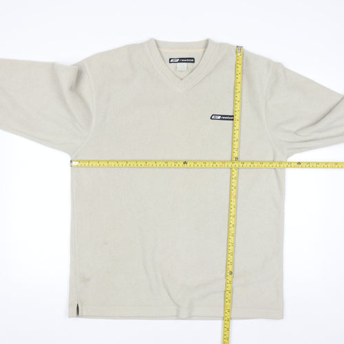 Reebok Men's Beige Fleece V-Neck Pullover Sweatshirt M