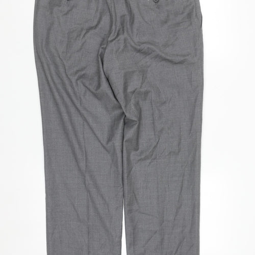 Marks and Spencer Men Grey Wool Dress Pants 34W 31L Regular Fit