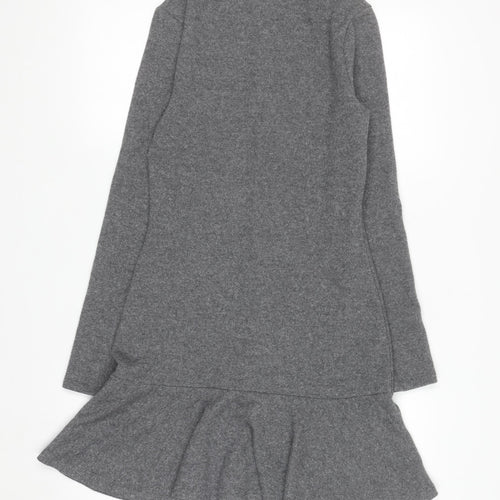 Marks and Spencer Women Grey Sheath Knit Dress Size 8 Long Sleeve High Neck