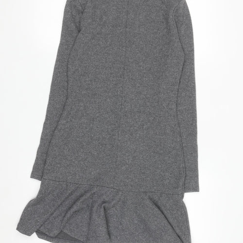 Marks and Spencer Women Grey Sheath Knit Dress Size 8 Long Sleeve High Neck