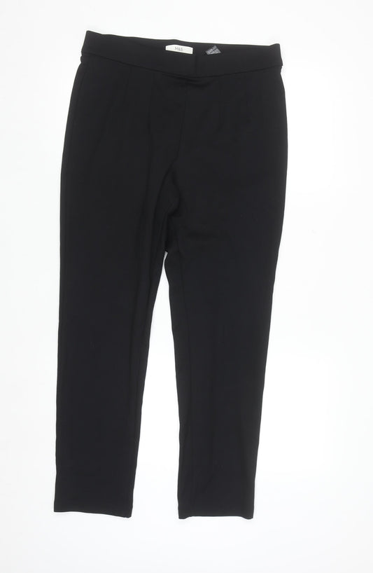 Marks and Spencer Women's Black Size 14 Long Stretch Straight Trousers