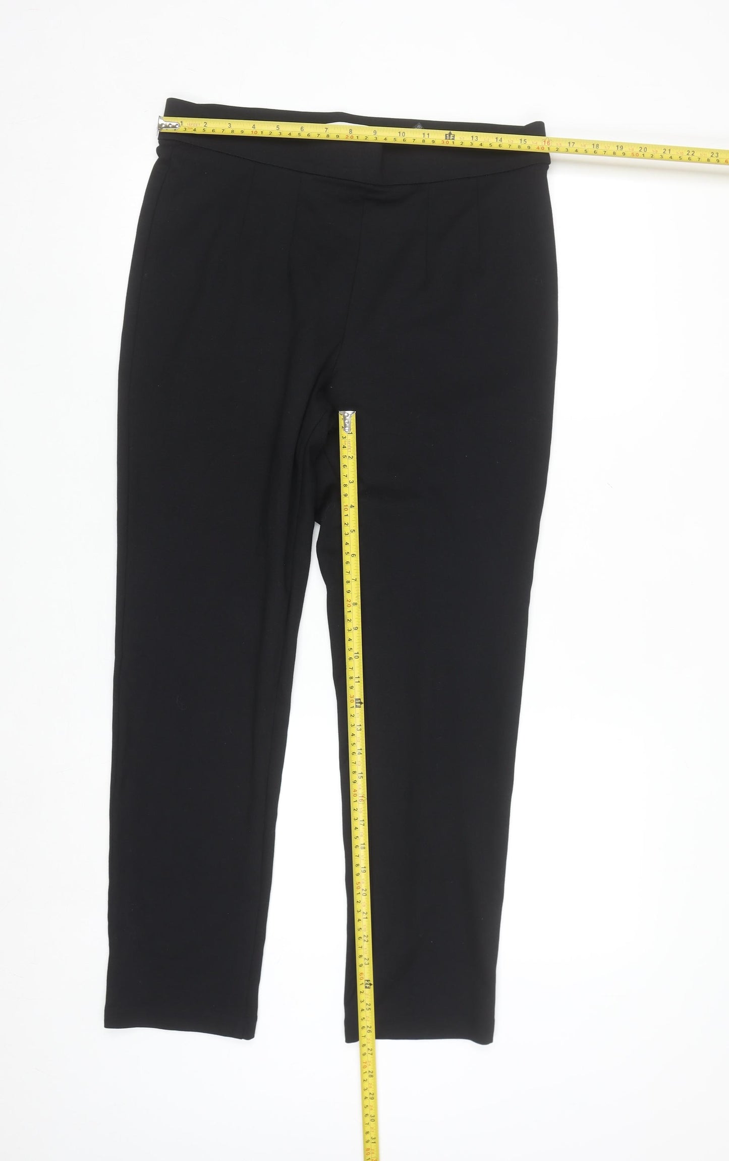 Marks and Spencer Women's Black Size 14 Long Stretch Straight Trousers