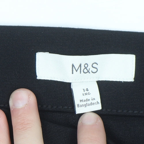 Marks and Spencer Women's Black Size 14 Long Stretch Straight Trousers