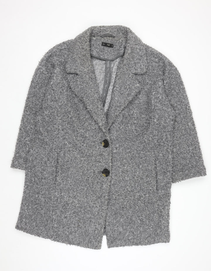 F&F Women’s Grey Textured Mid-Length Overcoat Size 18