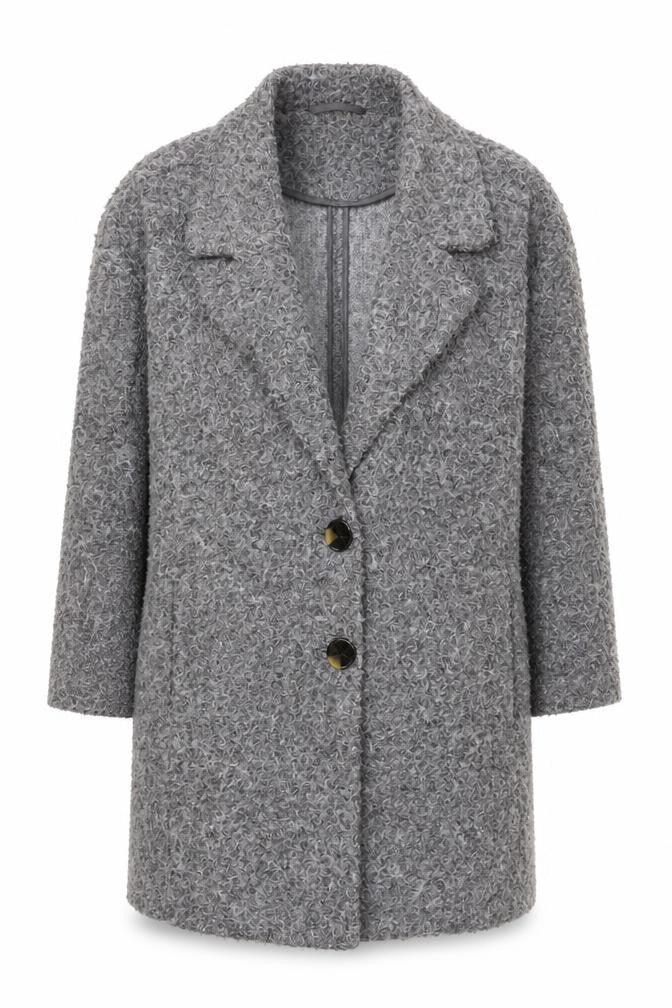 F&F Women’s Grey Textured Mid-Length Overcoat Size 18