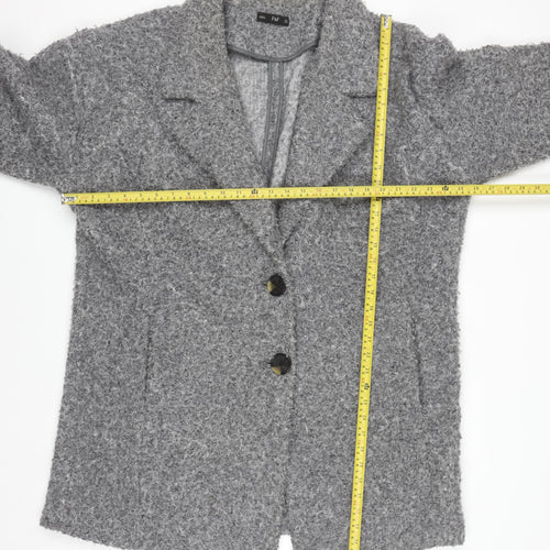 F&F Women’s Grey Textured Mid-Length Overcoat Size 18