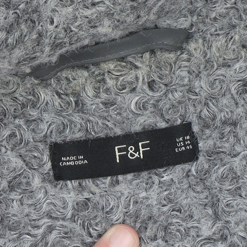 F&F Women’s Grey Textured Mid-Length Overcoat Size 18