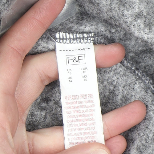 F&F Women’s Grey Textured Mid-Length Overcoat Size 18