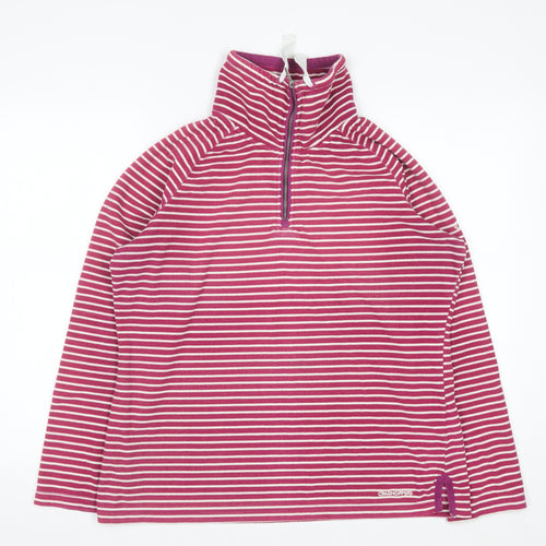 Craghoppers Women Pink Stripe 1/4 Zip Pullover Sweatshirt UK 16