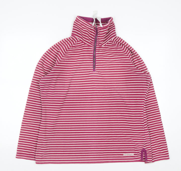 Craghoppers Women Pink Stripe 1/4 Zip Pullover Sweatshirt UK 16