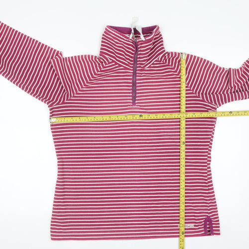 Craghoppers Women Pink Stripe 1/4 Zip Pullover Sweatshirt UK 16