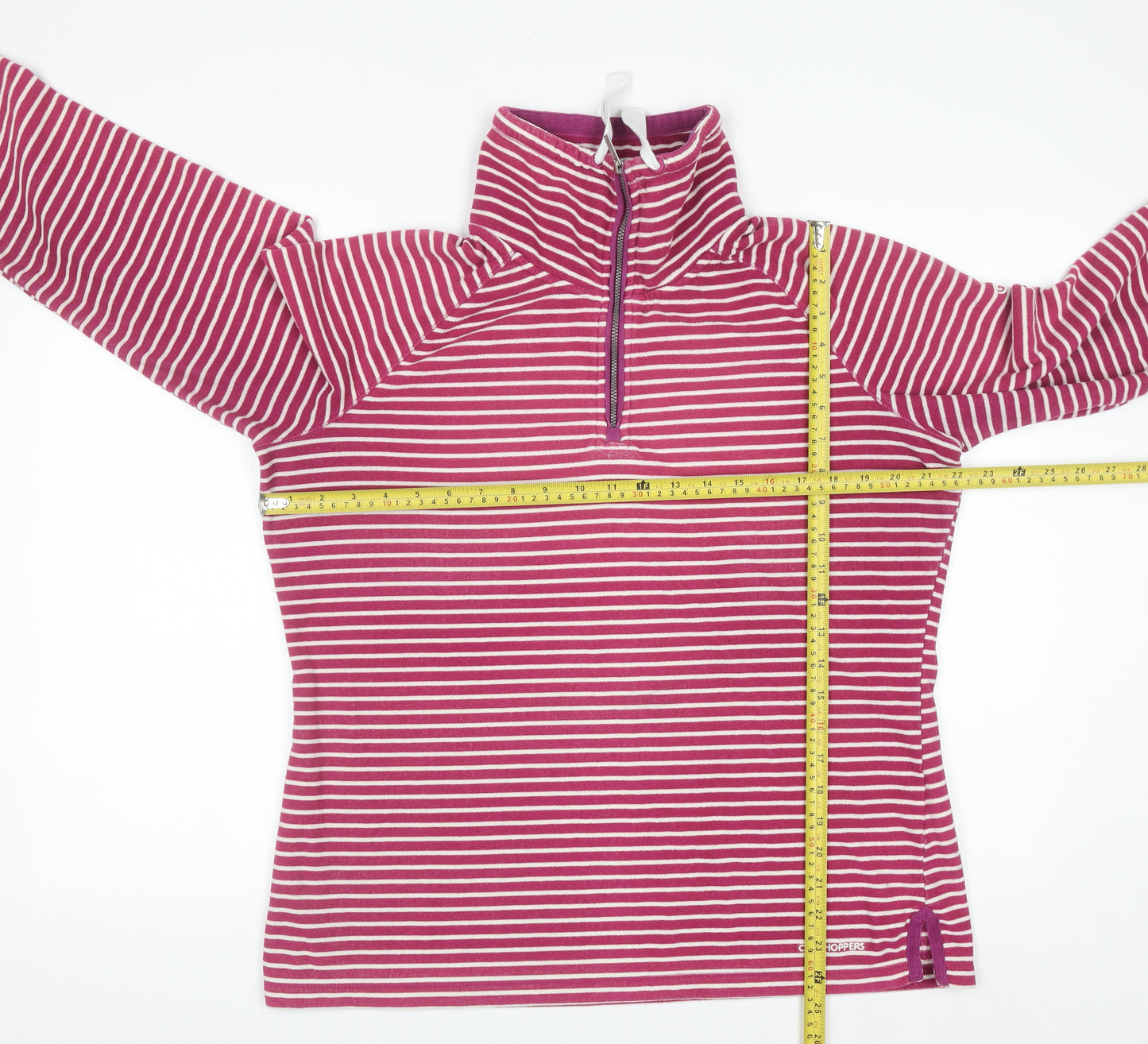 Craghoppers Women Pink Stripe 1/4 Zip Pullover Sweatshirt UK 16