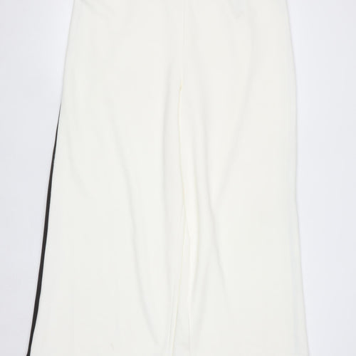 Marks and Spencer Women's Ivory Wide-Leg Trousers Size 18 Short