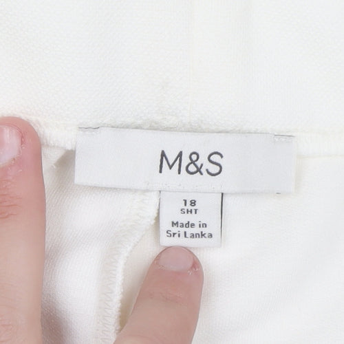 Marks and Spencer Women's Ivory Wide-Leg Trousers Size 18 Short