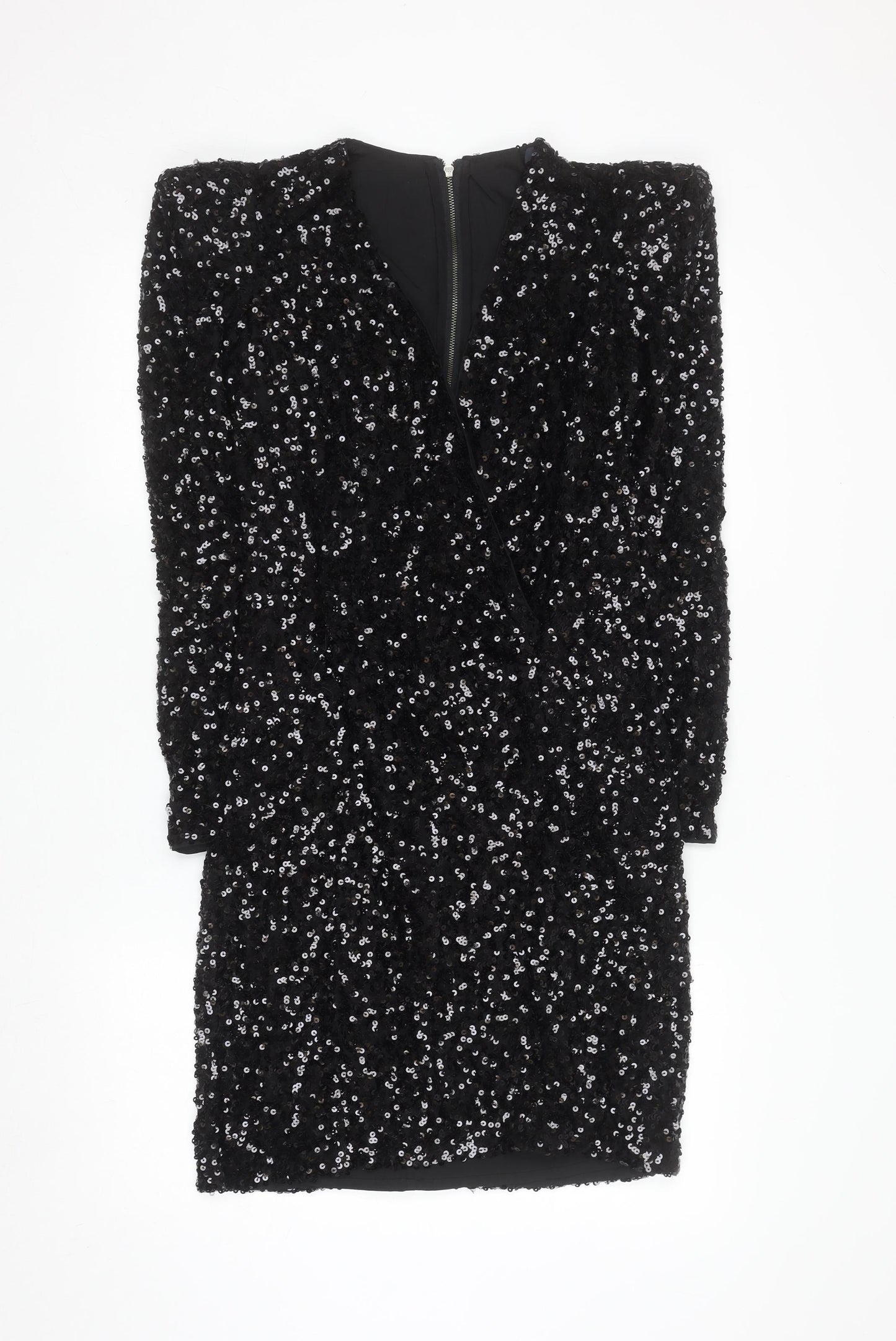 French Connection Women Black Sequin Bodycon Dress Size 10