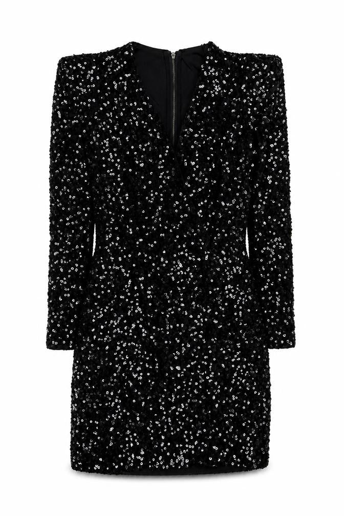 French Connection Women Black Sequin Bodycon Dress Size 10