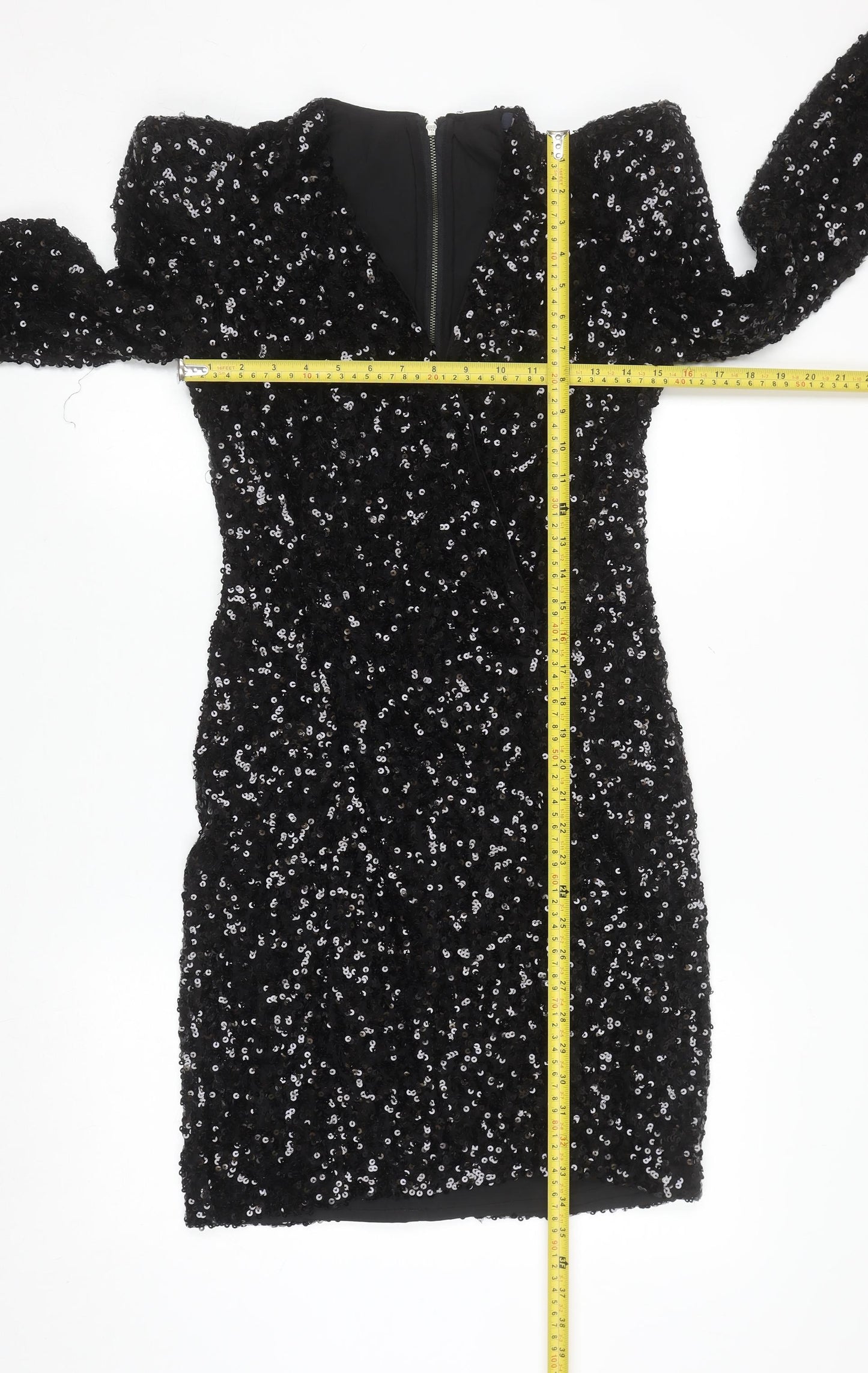 French Connection Women Black Sequin Bodycon Dress Size 10