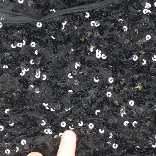 French Connection Women Black Sequin Bodycon Dress Size 10