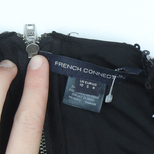 French Connection Women Black Sequin Bodycon Dress Size 10