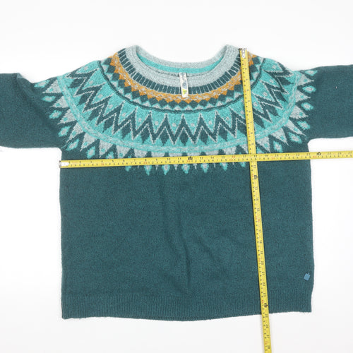 Weird Fish Women's Green Fair Isle Crew Neck Jumper Size 20