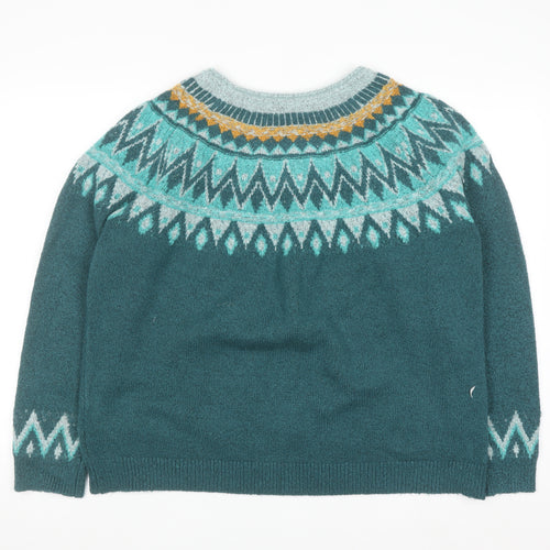 Weird Fish Women's Green Fair Isle Crew Neck Jumper Size 20