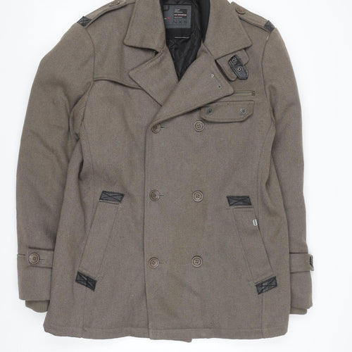 No Excess Men's Brown Wool Blend Pea Coat XL Classic Style