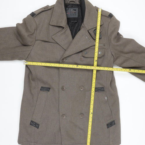 No Excess Men's Brown Wool Blend Pea Coat XL Classic Style