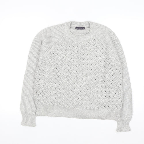 Marks and Spencer Women's Grey Cable-Knit Jumper Medium