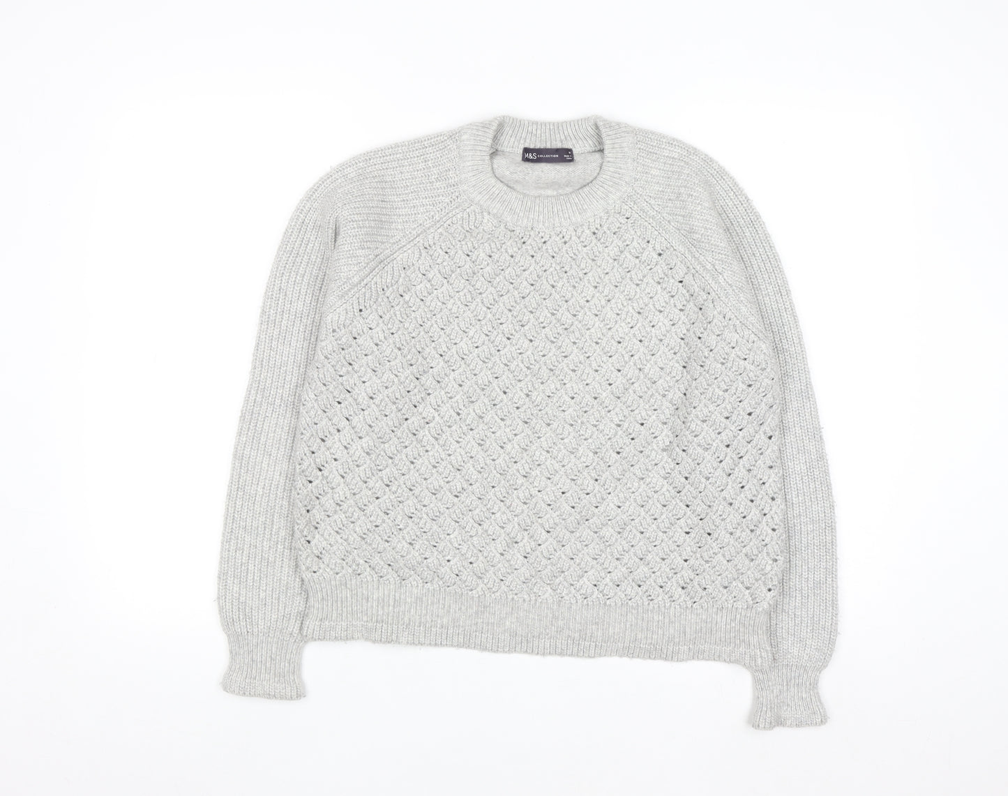 Marks and Spencer Women's Grey Cable-Knit Jumper Medium