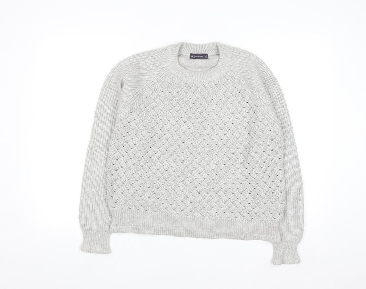 Marks and Spencer Women's Grey Cable-Knit Jumper Medium