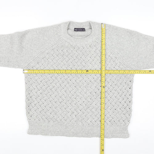 Marks and Spencer Women's Grey Cable-Knit Jumper Medium