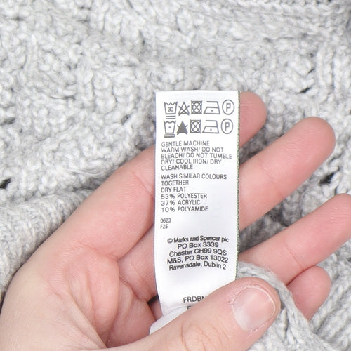 Marks and Spencer Women's Grey Cable-Knit Jumper Medium