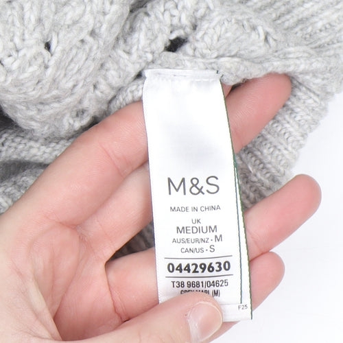 Marks and Spencer Women's Grey Cable-Knit Jumper Medium