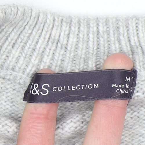 Marks and Spencer Women's Grey Cable-Knit Jumper Medium