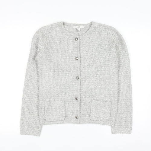 Marks and Spencer Women's Grey Knit Button Cardigan Small