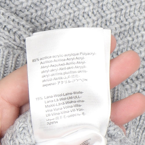 Replay Womens Grey Roll Neck Chunky Knit Jumper Size M