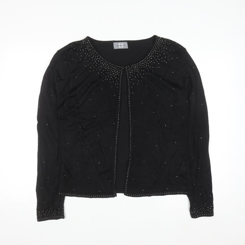 Amaranto Women's Black Beaded Open Cardigan Size 14