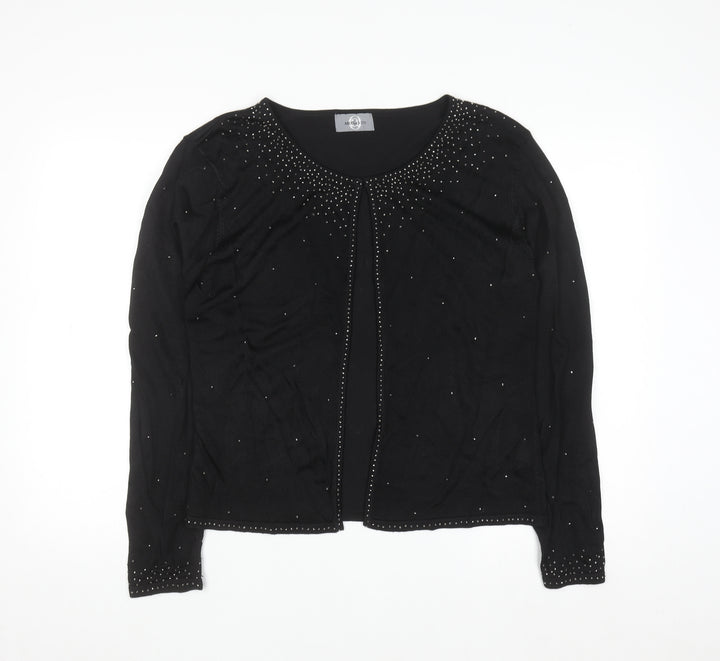 Amaranto Women's Black Beaded Open Cardigan Size 14