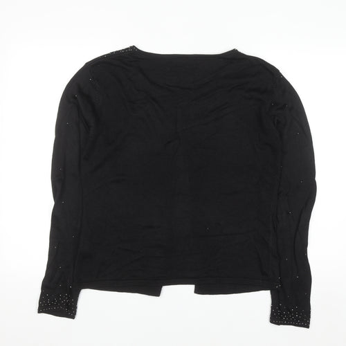 Amaranto Women's Black Beaded Open Cardigan Size 14